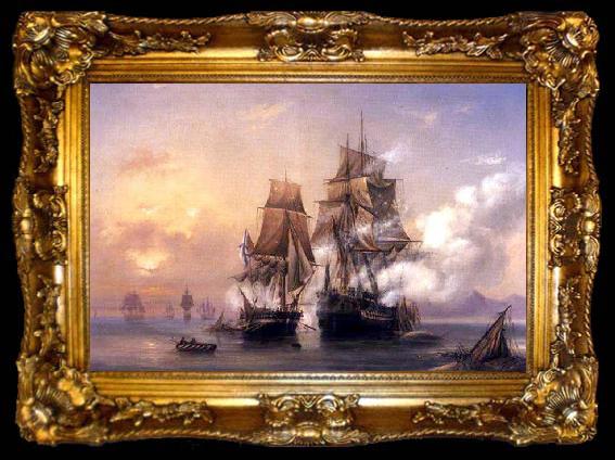 framed  Alexey Bogolyubov Capturing of Swedish 44-gun frigate Venus by Russian 22-gun cutter Merkuriy of June 1, 1789., ta009-2